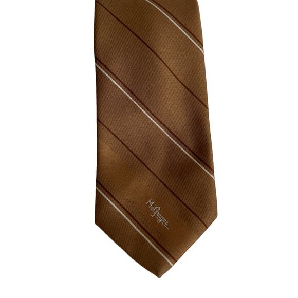 Vintage McGregor Neck Tie Bagpiper Tan and Brown USA Made Retro Polyester - Picture 4 of 9